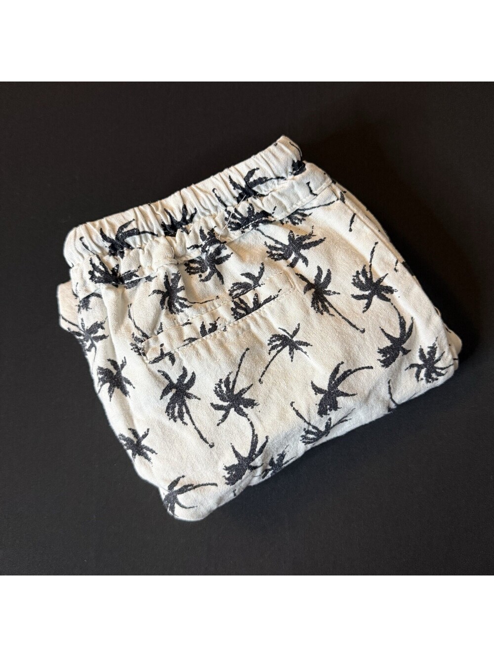 Have Womens Linen Blend Palm Tree Pants Small Tropical Resort Drawstring